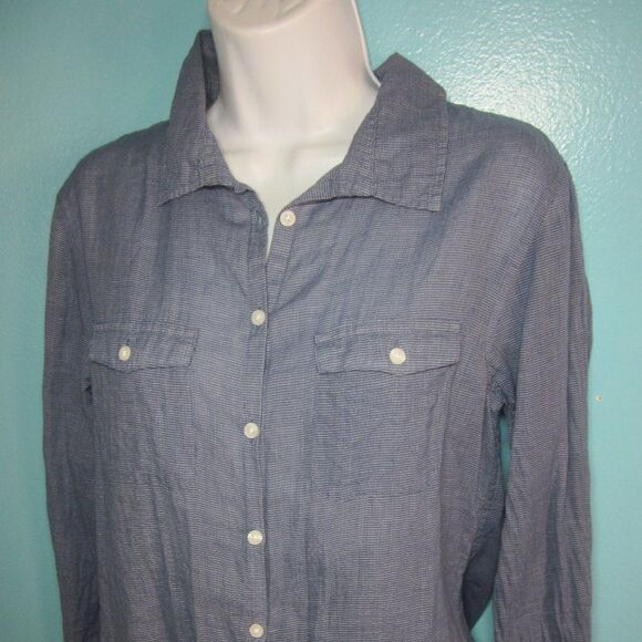Horny Toad Womens Blue Button Up Shirt Summer Weight Size S Travel Long Sleeve - Picture 1 of 12